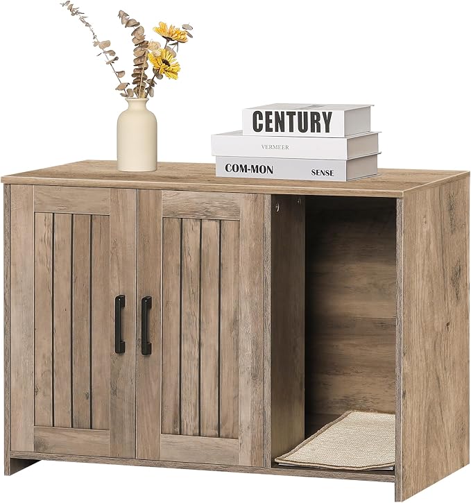 Dwanton Litter Box Enclosure, Wooden Cat Washroom Indoor, 27.6", 107GG