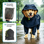 Dog Raincoat, Full-Body Hooded All-Weather Jacket, Waterproof and Windproof with Reflective Strips, Suitable for Large Dogs, XL