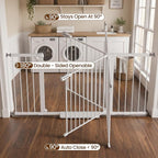 Mumeasy 36-63" Extra Wide Baby Gate for Stairs, 28.74" Walk Through Large Dog Gate for Doorways & Hallways, Auto Close Pet Gate Indoor, Pressure Mounted Child Wide Long Safety Gate for House, White
