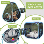 Outdoor Cat Enclosures, Cat Tunnels Catio Tents Cubes for Indoor Cats with Play Ball, Collapsible Outside Playpen Tunnel for Kitty, Rabbit, Puppy and Small Animals