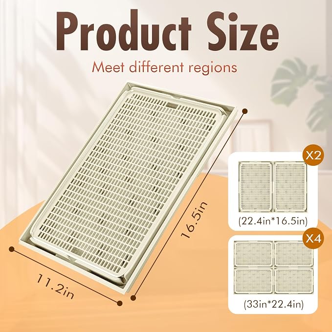 2Pack Cat Litter Box Step, Cat Litter Catcher, Expandable Interlock Litter Mat, Washable Easy Clean, Waterproof & Urine Proof, Khaki