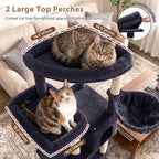 Gitelsnour Cat Tree, 78.7'' Cat Tower, 2 Big Condos for Multi Cats GCT061G | Tall Cat House Furniture for Large Cats with Hammock, Big Platform for Indoor Cats, Scratching Posts & Board , Dark Gray