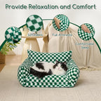 Hollypet Cat Bed Small Dog Orthopedic Couch Beds for Pets up to 20 lbs | Fluffy Multifunctional Double-Layer Warming Kitten Pet Couch Orthopedic Beds with Machine Washable Cover and Non-Slip Bottom