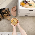 Slow Feeder Dog Bowls - Medium Size Silicone Slow Eating Dog Bowl for Puppies & Dogs with Suction Cup -Dishwasher-Safe, Lick Mat Design, Reduces Gulping,for All Breeds,7.5”x1.5”- Blush