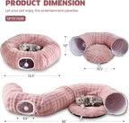Bubble Round Cat Tunnel for Indoor Cats, Dusty Pink | Peekaboo Cave Toy with Dangling Balls, Donut Tunnel Bed with Circle Mat for Puppy Kitten Rabbit