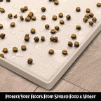 DogBuddy Dog Food Mat – Waterproof Dog Bowl Mat for Food and Water, Silicone Pet Feeding Mats for Floors, Non-Slip Placemat with High Edges for Dogs Bowls, Puppy Essentials (XS: 11" x 11", Vanilla)