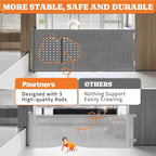 Pawtners Retractable Baby Gates, 41" Tall Extends up to 71" Wide, Gray | Extra Wide Dog Gate Indoor with for Stairs, Pet Gate with Support Rods for Doorways Hallways Indoor & Outdoor