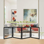 LZRS Extra-Wide Clear Dog Gate for Indoor Use - Transparent Pet Fence with Solid Hardwood and Plastic Board, Stylish & Durable freestanding Pet Gate for Doorways, Stairs and Hallways-4 Panel Black