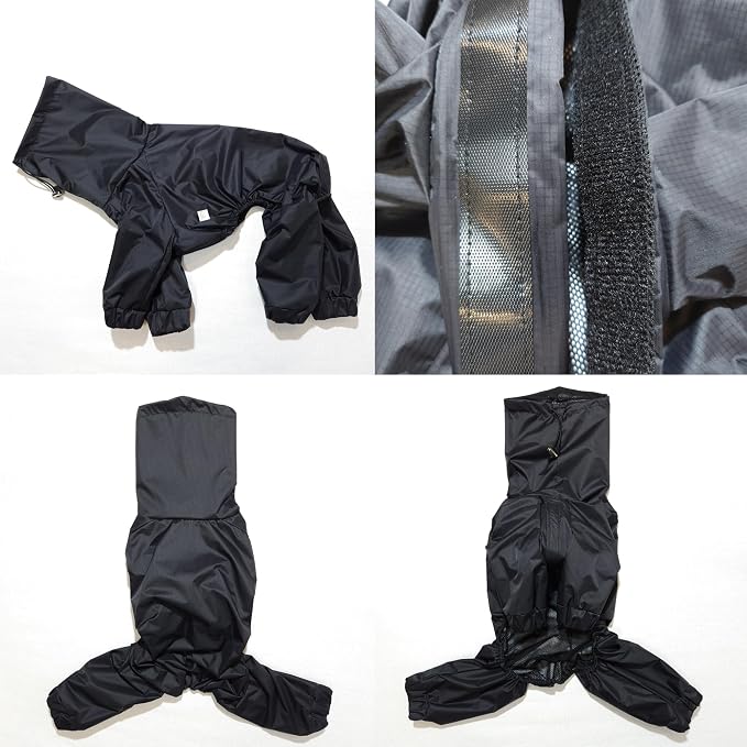 D Doggy Star Italian Greyhound Raincoat Waterproof Jacket Windbreaker Clothes Whippet for Dog (XL,Raincoat Black)