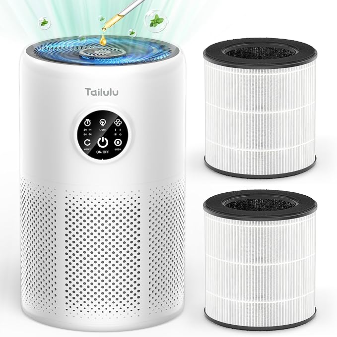 Tailulu D10 Official Air Purifier Replacement Filter（2 Pack） | H13 True HEPA Air Filter Removes Smoke, Odor, Dust, Pet Hair