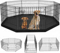 PETIME Foldable Metal Dog Exercise Pen/Pet Puppy Playpen Kennels Yard Fence Indoor/Outdoor 8 Panel 24" W x 36" H with Bottom Pad