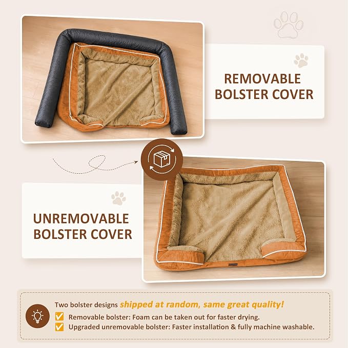 Comfort Expression Orthopedic Dog Beds for Large Sized Dog with Bolster | Waterproof Dog Couch Bed with Washable Cover & Non-Slip Bottom, Supportive Egg Crate Foam Large Pet Bed, 36x27 Inch