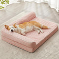 BFPETHOME Orthopedic Washable Dog Bed, Sleeping Couch for Large Senior Dogs | 30x20 Inch Deluxe Plush Rose Velvet Washable Cover, Egg Crate Foam Support, Waterproof Lining, Non-Slip Bottom, Pink