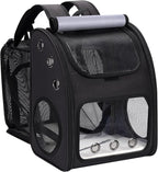 Expandable Cat Backpack Carrier for Small Cats & Pets Up to 18 lbs | Large Space Cat Backpack with Ventilated Breathable, Airline Approved Portable Travel Pet Backpack for Hiking/Camping/ Vet