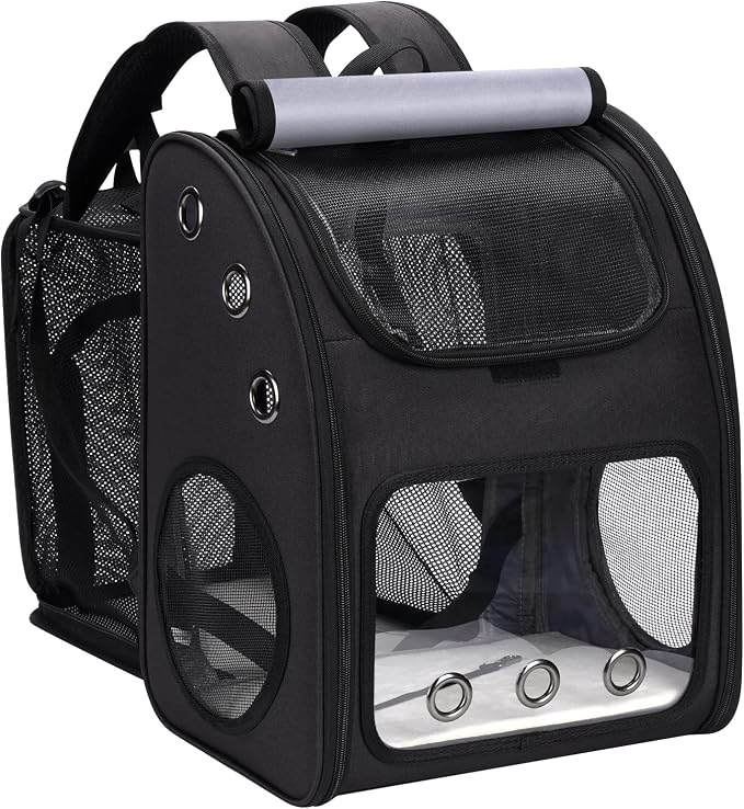 Expandable Cat Backpack Carrier for Small Cats & Pets Up to 18 lbs | Large Space Cat Backpack with Ventilated Breathable, Airline Approved Portable Travel Pet Backpack for Hiking/Camping/ Vet