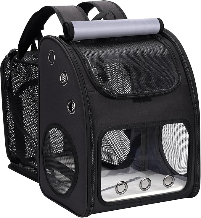 Expandable Cat Backpack Carrier, Large Space, Airline Approved, XL | Pet Carrier Backpack Up to 25 lbs, Portable Cat Travel Backpack, Ideal for Traveling/Hiking /Camping/Vet, Black