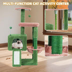 TWDEPART 37.5" All-in-One Cat Tree Tower with Scratching Board & Posts Cozy Sleeping Perch Hammock and Toy Balls, Green