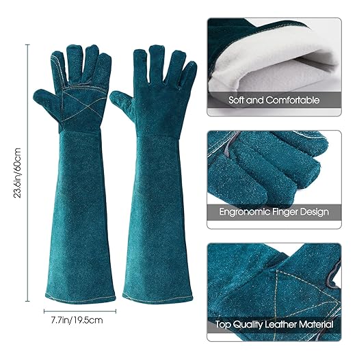 AOWPFVV Animal Handling Gloves Bite Proof for Dogs,Cats, 23.6in Large | Falconry,Birds,Snake,Reptile,Vets, Groomers & Animal Control