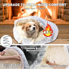 Calming Dog Bed Fluffy Plush Pet Bed Under 35 Pound，Large Cave Bed Washable Non-Slip Cat Nest Pod Windproof，Cozy Indoor Cave for Kitten Dog Non-Slip Bottom (L-31.5in)