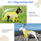 ROZKITCH 2-in-1 Dog Shirts for Cooling Sun Protection in Summer, UPF 50 UV Shirt with Adjustable Drawstring, Breathable Mesh Belly, Summer Dog Apparel for Small Yellow M