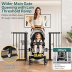 InnoTruth 29.6-50.1 in Extra Wide Baby Gate for Stairs and Doorways, Black | Indoor Metal Dog Gate for Pets, Auto Close 2 Way Swing Walk Through Door, Double Lock & Y-Bolts, Pressure or Hardware Mount