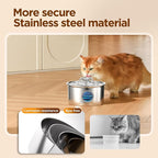 Stainless Steel Cat Water Fountain: 88oz/2.6L Cat Fountain for Drinking | Pet Water Fountain for Cats Inside with Flower Quiet Cats Dispenser Kitty Drinking Fountains Indoor for Pets& Small Animals