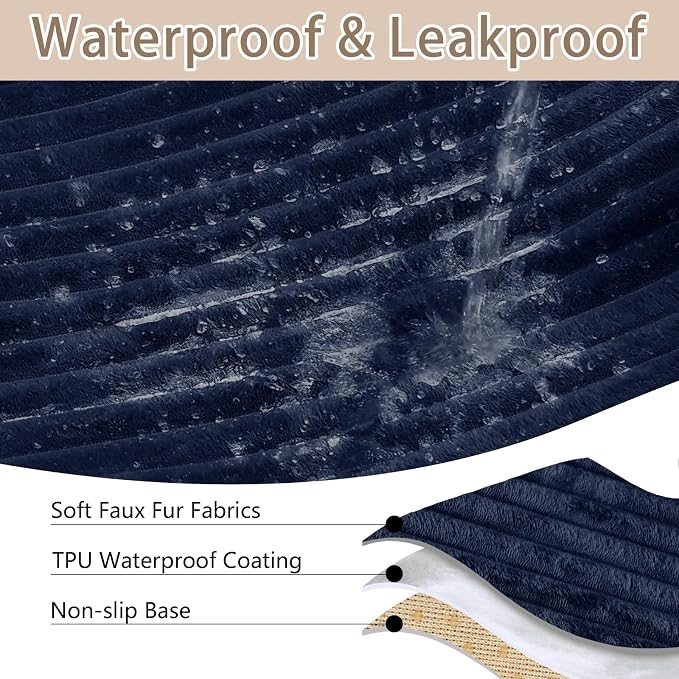 100% Waterproof Couch Covers for Sectional Sofa, Washable Couch Cover, L Shaped Couch Cover for Dogs, Non Slip 2 Pieces Sofa Cover Pet Friendly, 35"x63"+35"x70.9"-Navy Blue