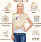AnccoPlus Hands Free Dog Sling for Small Dogs, Dog Carrier, Beige, Plus | Reduces Back Pain, Front Facing Sling, Hands Free, Size Adjustable, Premium Cotton, Patented Product