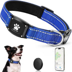 GPS Dog Collar Tracker 2-in-1,Reflective Waterproof Pet Collar,iOS-Only,No Monthly Fees,Unlimited Range,Dog Tracking Collar Pet Tracker,for Small Medium Large Dogs(M (14.5"-19.5"), Blue)
