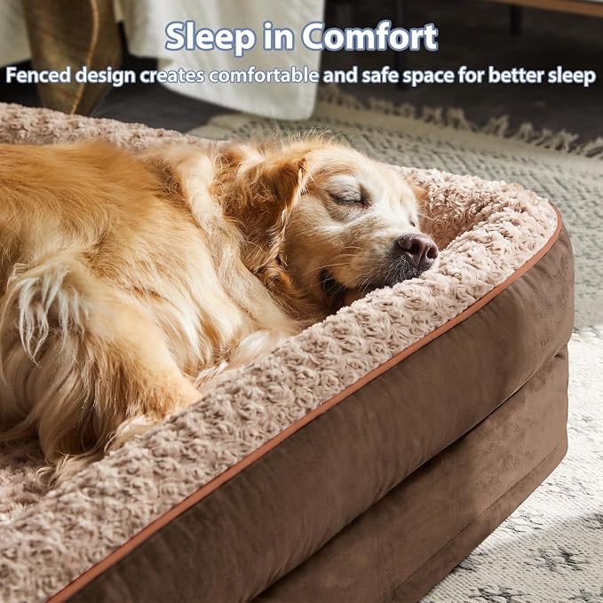 BFPETHOME Orthopedic XXL Dog Beds Large Sized Dog, Washable Dog Sofa Bed | Removable Cover, Waterproof Lining, Non-Slip Bottom, Large Pet Couch for Big Dogs, Cozy Shared Sleeping Dog Bed for Indoor