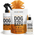 Holm & Herd Oatmeal Honey Dog Care Gift Bundle – 3 Piece Grooming Set with Bubble Bath Shampoo, Deodorizing Spray & Serum – Soothing Dog Gift for Sensitive Skin (Oatmeal Honey)