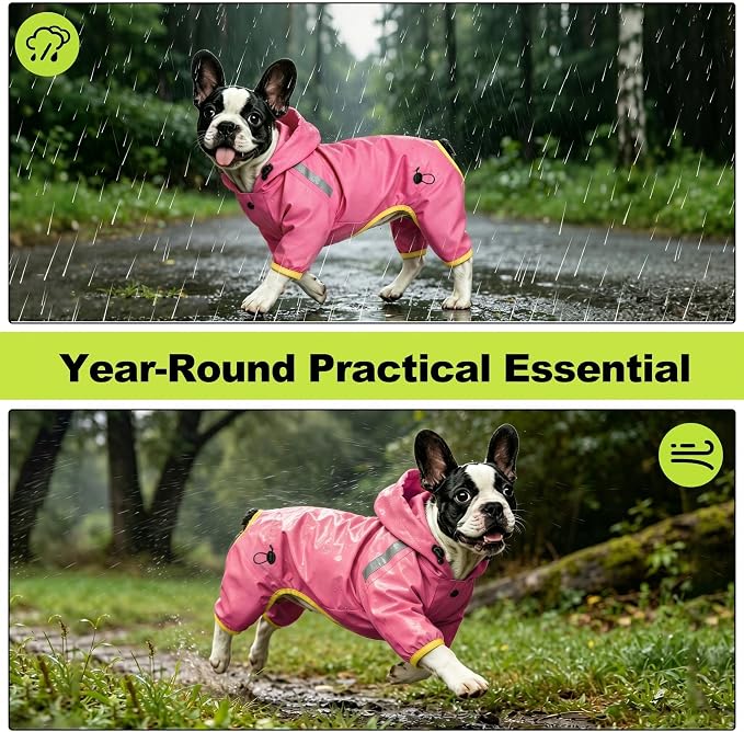 Dog Raincoat, Professional Waterproof Taped Seams for Puppies & Tiny Small Dogs (Pink, S)
