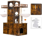 Heybly Cat Tree with Litter Box Enclosure for Indoor Big Cat HCT110SR | Cat Tower for Large Cats 20 lbs Heavy Duty, Modern Cat Condo Furniture with Scratching Posts, Rustic Brown