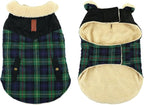 Winter Coat for Small and Medium Dogs, Puppy Plaid Jacket, Cotton Coat for Cold Weather, Windproof Warm Dog Garments, Pet Thickened Outfits Indoor Outdoor, Green XL
