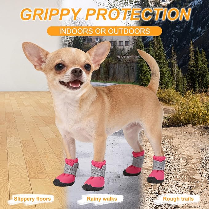 BEAUTYZOO Dog Shoes Small Size Dogs,Breathable Summer Dog Booties & Paw Protectors for Hot Pavement,Anti-Slip Sole Puppy Dog Boots for Hardwood Floors, Outdoor Walking Running,Maltese Yorkie Chihuahua