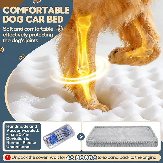 Loiion Dog Car Bed, Non-Slip Backseat Extender Pet Mat 56"x28.7" | Removable, Washable Dog Bed With Waterproof Liner Protects Car Seats, Anti-Slip Travel Bed For Dogs