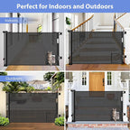 Retractable Baby Gates with Cat Door 80" Wide Retractable Dog Gate with Pet Door Outdoor Retractable Gate for Dogs Retractable Pet Gate with Door Mesh Baby Gate Retractable Mesh Dog Gate (Black)