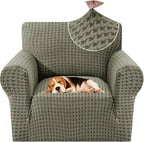 MAXIJIN Stretch Sofa Chair Slipcovers with Arms (31"-46 Washable Chair Cover Armchair with Non-Slip Foam & Elastic Bottom, Dog Cat Pet Friendly Furniture Protector (Small, Army Green)