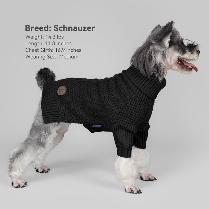 cyeollo Dog Sweater Long Sleeve Knitted Turtleneck Pullover Warm Clothes | Ultra Soft Warm Knit, Full Coverage, 4-Way Stretch for Easy Movement, Easy On & Off, Winter Daily Wear for Small Dogs