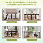 LZRS Extra-Wide Clear Dog Gate for Indoor Use - Transparent Pet Fence with Solid Hardwood and Plastic Board, Stylish & Durable freestanding Pet Gate for Doorways, Stairs and Hallways-4 Panel Black