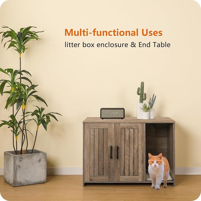 Dwanton Litter Box Enclosure, Wooden Cat Washroom Indoor, 27.6", 107GG