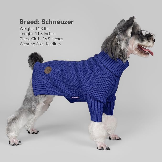 cyeollo Dog Sweater Long Sleeve Knitted Turtleneck Pullover Warm Clothes | Ultra Soft Warm Knit, Full Coverage, 4-Way Stretch for Easy Movement, Easy On & Off, Winter Daily Wear for Small Dogs