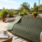 gogobunny 100% Double Sided Waterproof Dog Blanket Soft Pet Bed Cover Reversible Protect Furniture Couch Sofa Car for Puppy Large Dog Cat (Dark Olive/Light Olive, 82x120 Inch (Pack of 1))