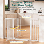 InnoTruth 29.6-50.1 in Extra Wide Baby Gate for Stairs and Doorways, White | Indoor Metal Dog Gate for Pets, Auto Close 2 Way Swing Walk Through Door, Double Lock & Y-Bolts, Pressure or Hardware Mount