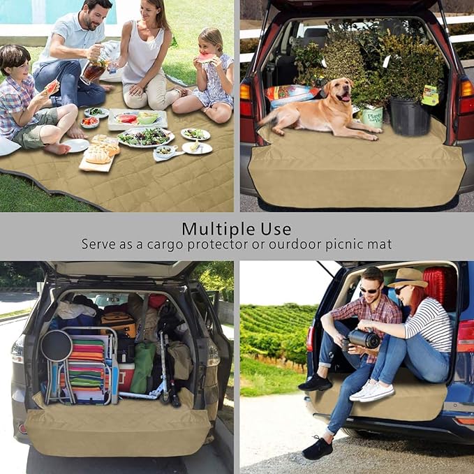 F-color SUV Cargo Liner for Dogs - Heavy Duty Cargo Cover for Mid-Size SUVs | Water Resistant, Bumper Flap, Non-Slip Mat, Car Trunk Dog Car Seat Cover Prevents Scratches Pet Hair Mud Dirt for Sedans Vans