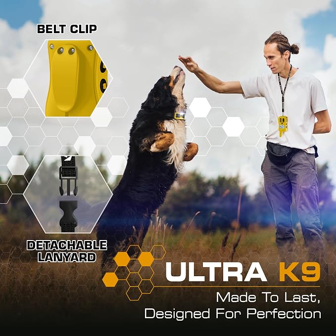 INVIROX Ultra K9 Dog Training Collar, 124 Levels for Reactive, Stubborn or Hard-to-Train Dogs, Long Range ¾ Mile, Night-Light Mode, Safe Communication, IP67 Waterproof E Collar for Large Dogs
