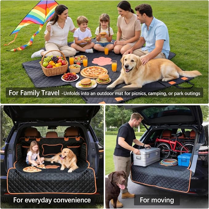 SUV Cargo Liner for Dogs,Waterproof Dog Trunk Cover for Full-Size SUVs | Waterproof PU Leather | Fits Full-Size SUVs | 19.69" Side Flaps | 19.69" Bumper Flap