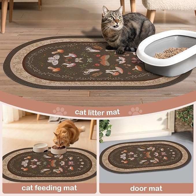 Bienbee Cat Litter Mat, 40" x 30" Dense Trapping Mesh for Litter Boxes | Litter Box Mat with PVC Mesh, Waterproof &Urineproof, Non-Slip Grip, Soft On Kitty Paws and Easy to Clean to Protect Floor
