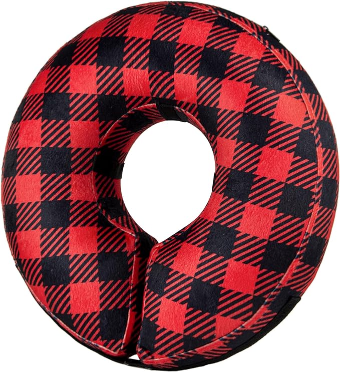 BENCMATE Inflatable Dog Cone Collar Alternative, Soft Dog Cone for Small Medium Large Dogs and Cats, Neck Recovery ECollar Donut Collar After Surgery (Small, Plaid)