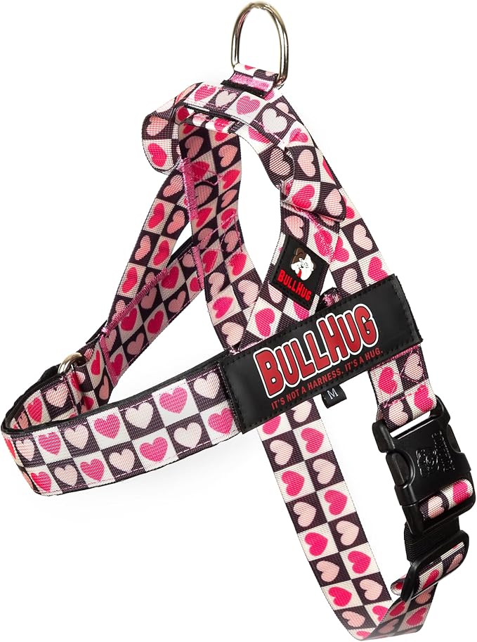 BULLHUG Adjustable Dog Harness– No Pull, No Choke – for English Bulldogs, French Bulldogs, Pugs & Broad-Chested Breeds – Easy, Safe Walks (Check, Small)